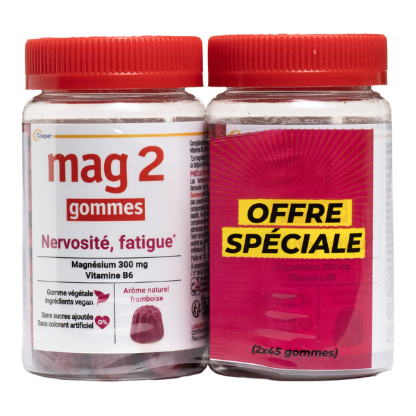 Mag 2 Nervosité Fatigue gummies Framboise