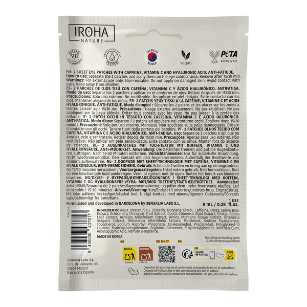 Iroha Nature Patch yeux anti fatigue à la caféine
