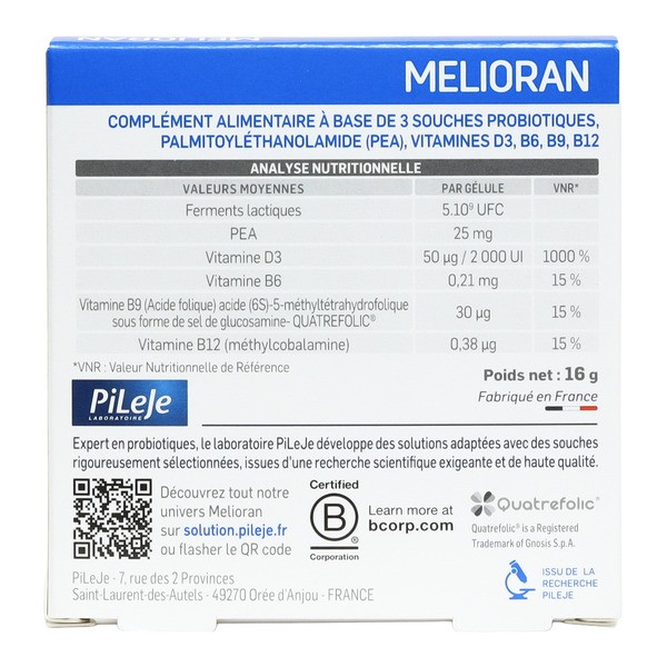 PileJe Melioran D Biotic gélules