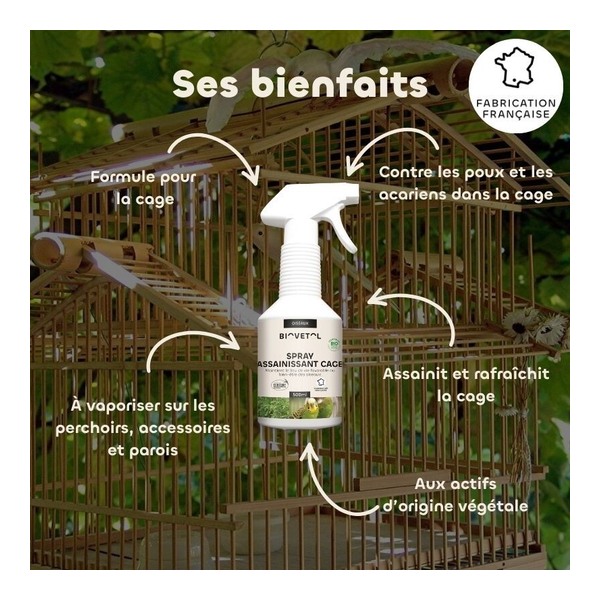 Spray assainissant cage oiseaux Biovetol