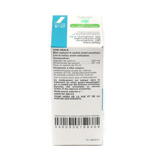 Alginate de sodium Bicarbonate de sodium sachet