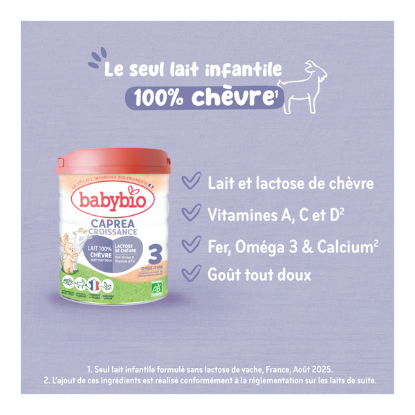Babybio Caprea croissance lait de chèvre 3e âge bio