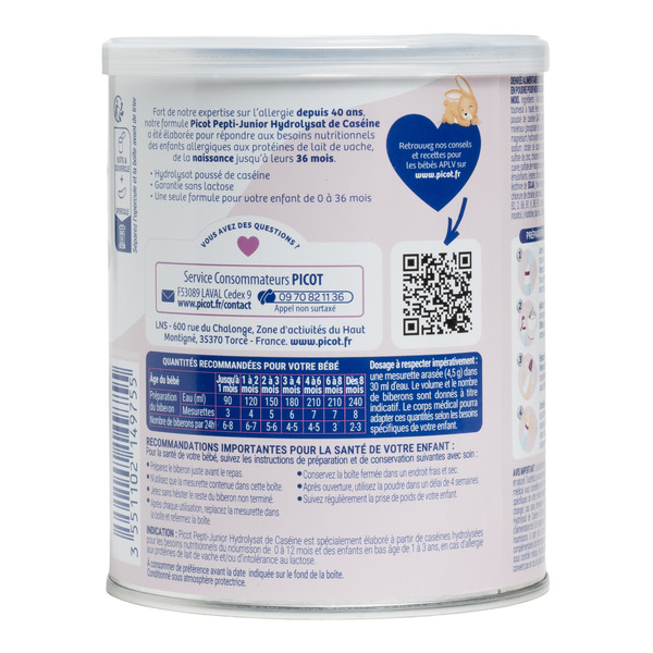 Picot Pepti Junior hydrolysat de caséine lait 0-36 mois