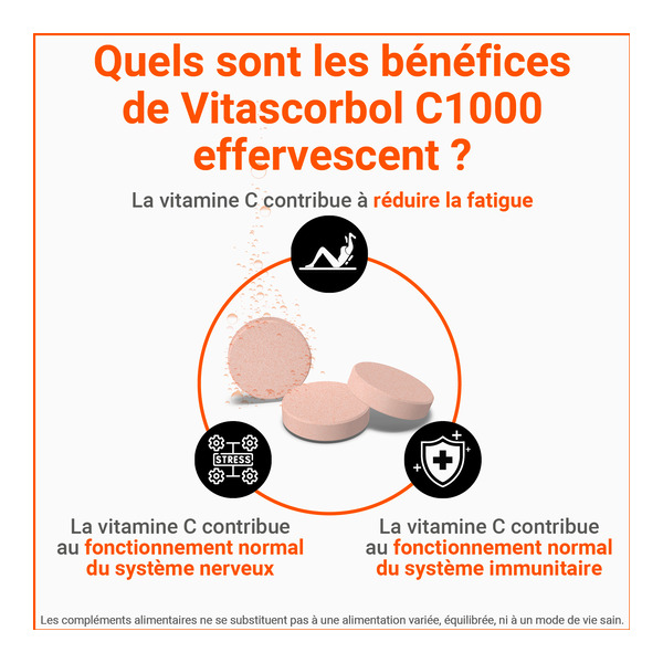 Vitascorbol C1000 vitamine C comprimés effervescents