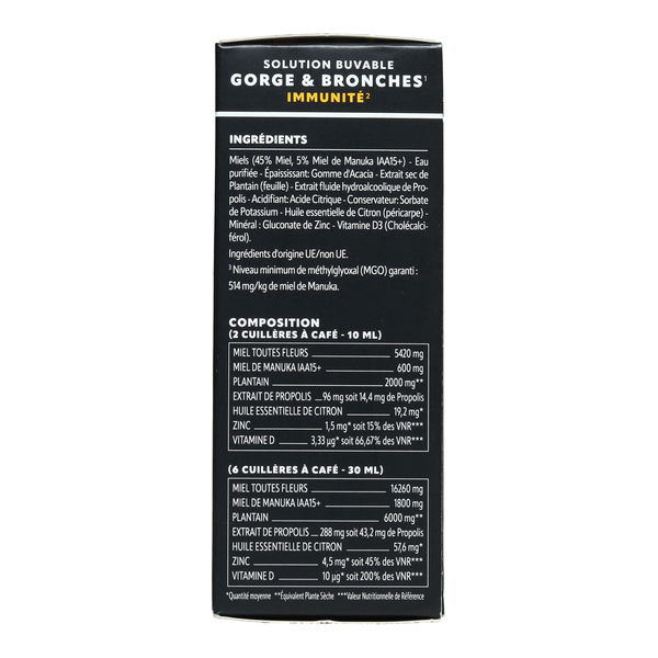 Herbesan sirop Gorge et bronches Miel de Manuka IAA 15+