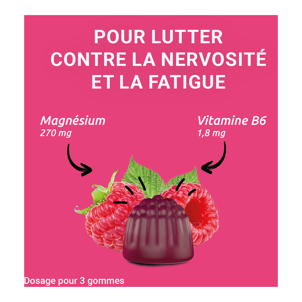 Mag 2 Nervosité Fatigue gummies Framboise