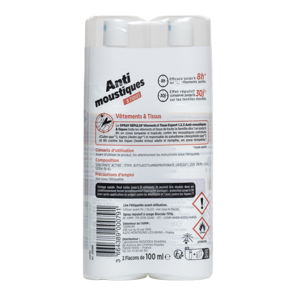 Expert 123 Anti moustiques et tiques spray répulsif vêtements & tissus