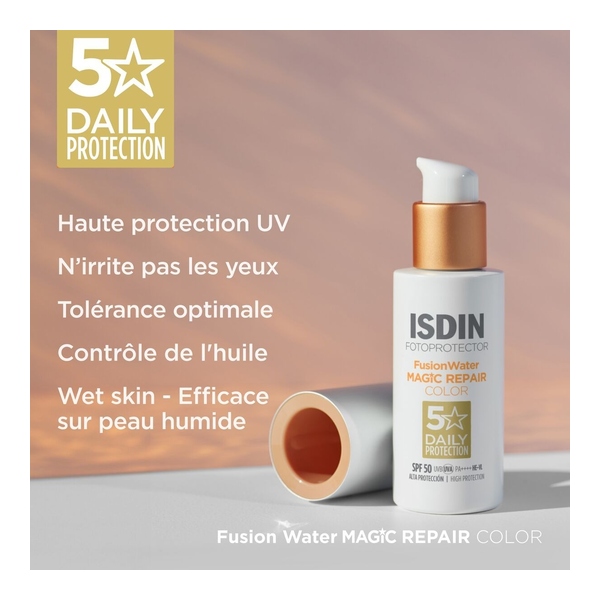 Crème solaire teintée Isdin Fusion Water Magic Repair Color SPF 50