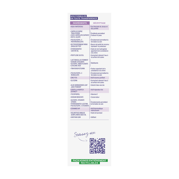 Jonzac Cica Crème réparatrice apaisante Bio