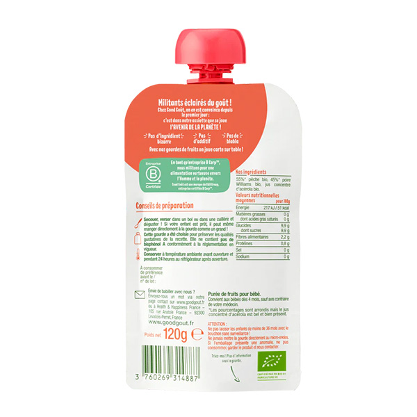 Good Goût compote pêche poire bio