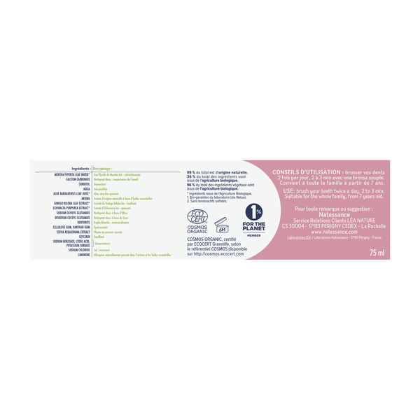 Natessance dentifrice Bio Gencives sensibles