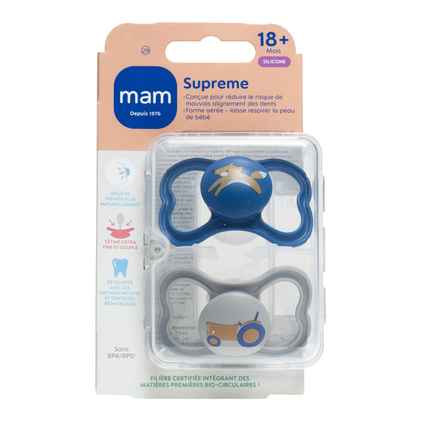 MAM Supreme Sucette anatomique silicone +18 mois