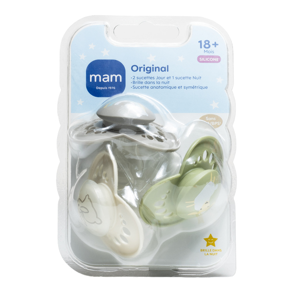 MAM Original trio sucettes symétriques silicone +18 mois