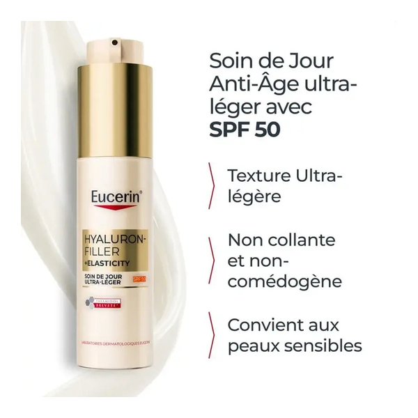 Eucerin Hyaluron Filler + Elasticity Soin de jour ultra léger SPF 50