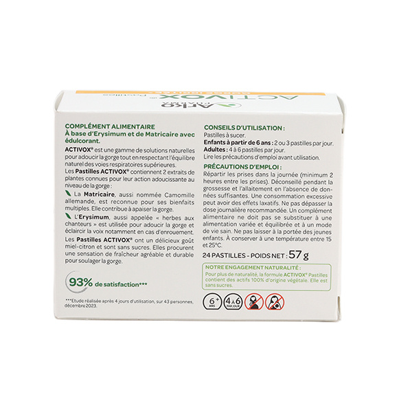 Activox miel citron sans sucre pastilles