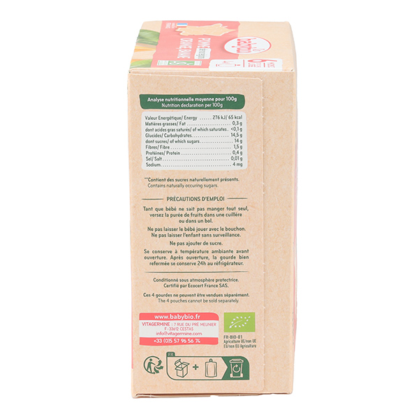 Babybio Gourdes Pomme Orange Banane