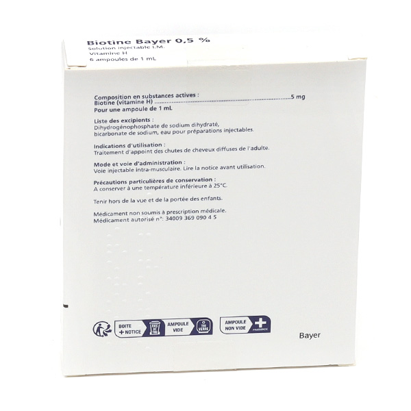 Biotine injectable ampoule