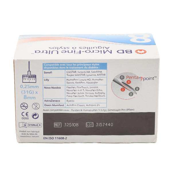 BD Micro Fine Ultra aiguille pour stylo à insuline x100