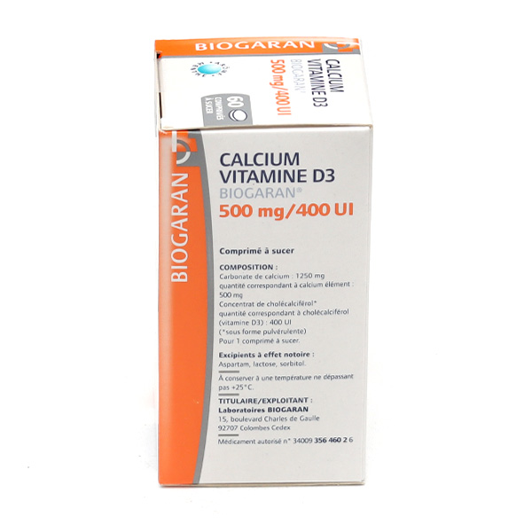 Calcium Vitamine D3 Biogaran à sucer