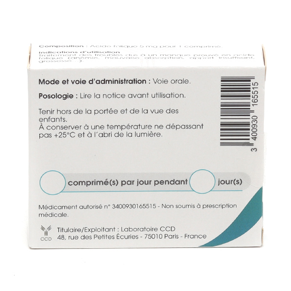 Acide folique 5 mg CCD comprimé