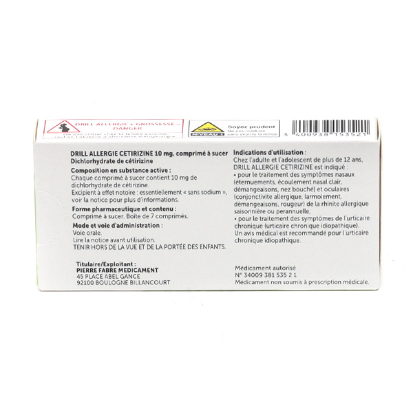 Drill Allergie Cetirizine 10 mg comprimé à sucer