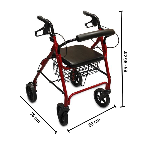 Rollator 4 roues assise et dossier