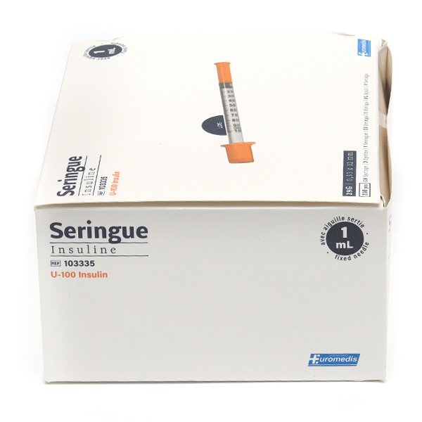 Seringue à insuline avec aiguille 29 G x 100