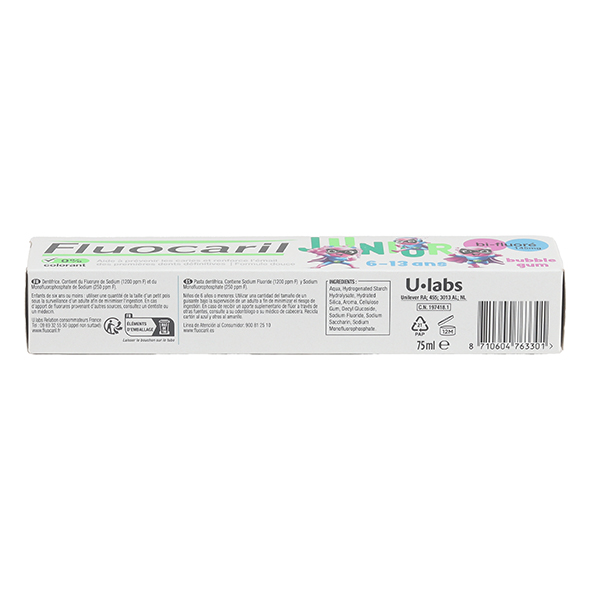 Fluocaril Junior dentifrice Bubble Gum 6 -13 ans