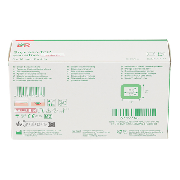 Lohmann Suprasorb P Sensitive Border lite pansement adhésif siliconé
