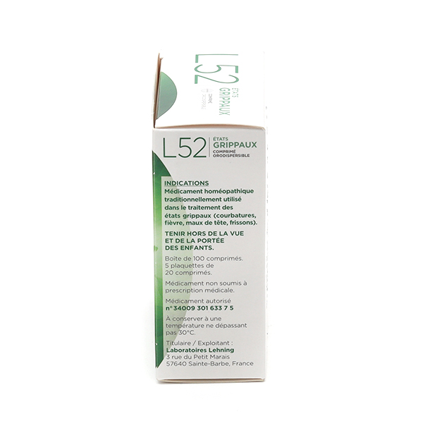 L52 Etat grippal comprimé orodispersible