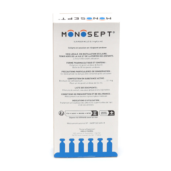 Monosept 0,25 pour mille collyre unidoses