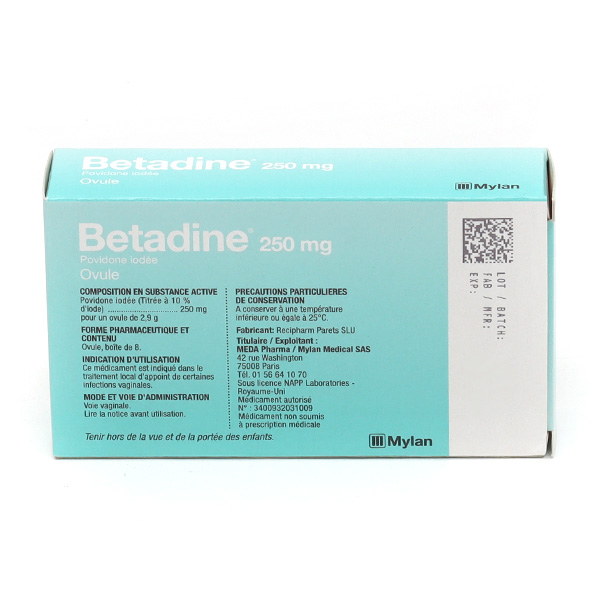 Betadine ovule pour infection gynécologique