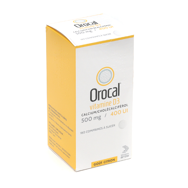Orocal D3 500 mg 400 UI comprimé à sucer
