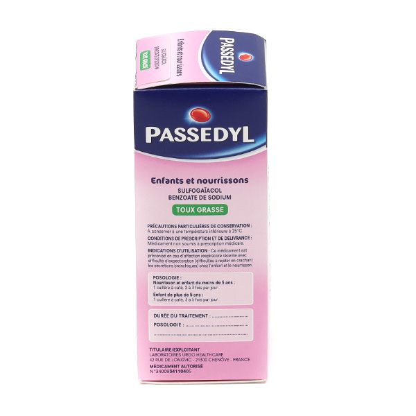 Passedyl sirop toux grasse bébé