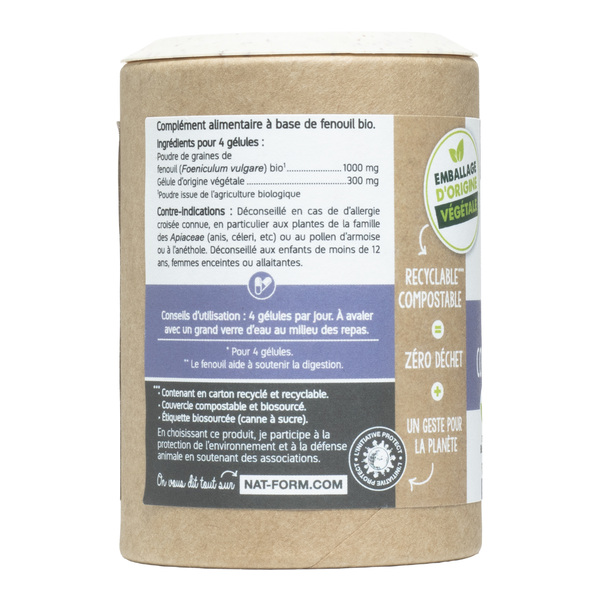 Nat et Form Ecoresponsable Fenouil bio gélules