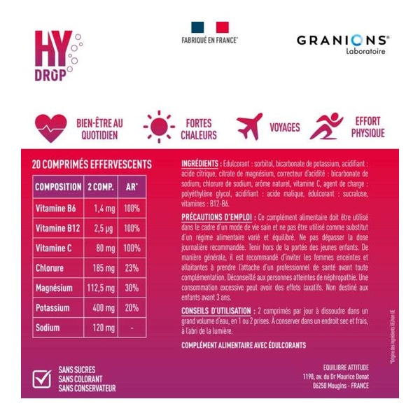 Granions Hydrop Vitamines et Minéraux comprimés
