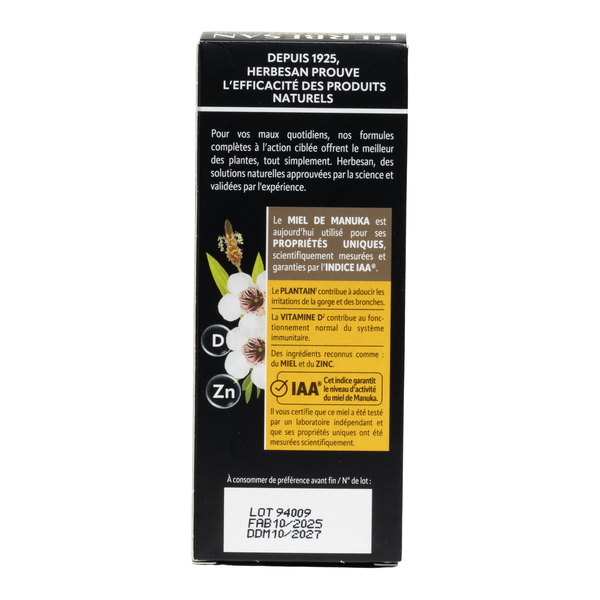 Herbesan Sirop gorge nez bronches Miel de Manuka IAA 15+