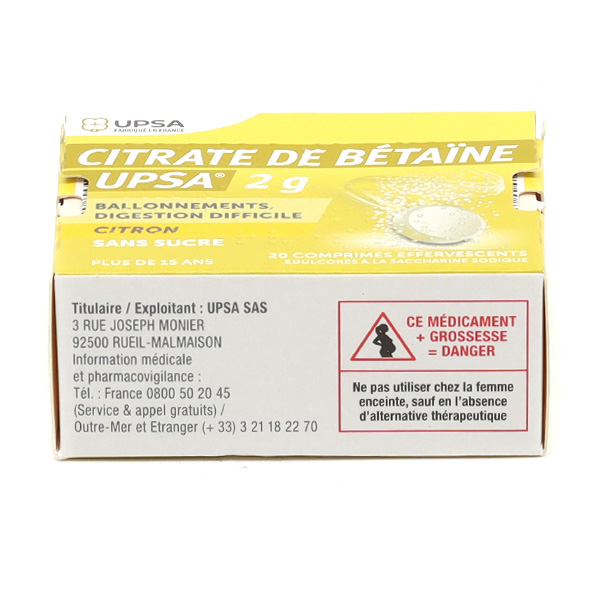 Citrate de Betaine UPSA 2 g Citron comprimé effervescent
