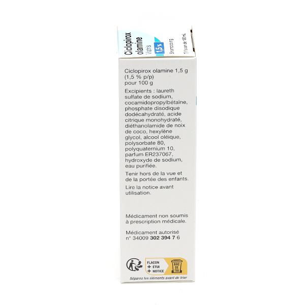 Ciclopirox olamine 1,5 % shampooing