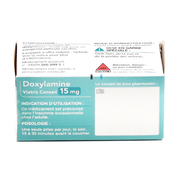 Doxylamine 15 mg comprimés sécables