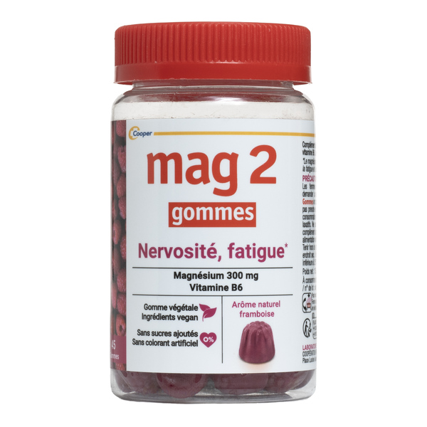 Mag 2 Nervosité Fatigue gummies Framboise