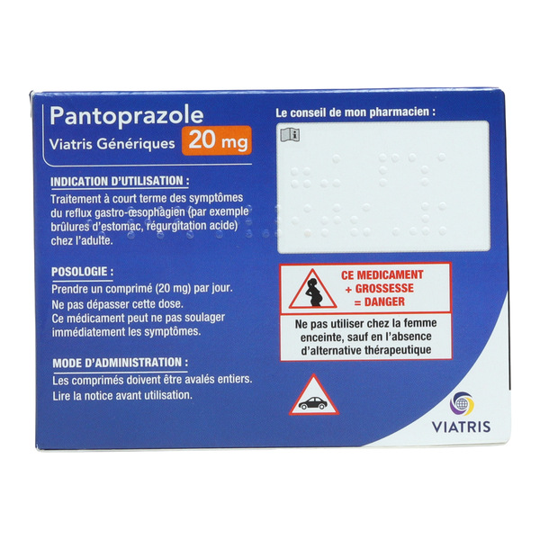 Pantoprazole 20 mg comprimé estomac