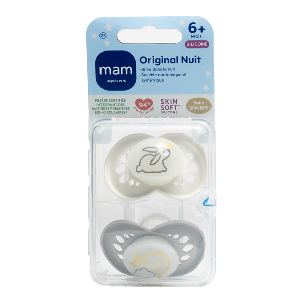 MAM Original sucette silicone anatomique +6 mois Nuit