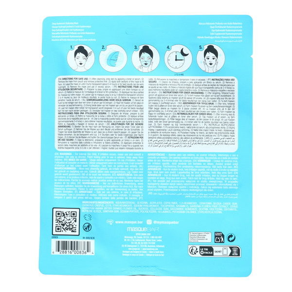 Masque BAR masque hydrogel profond à l'acide hyaluronique
