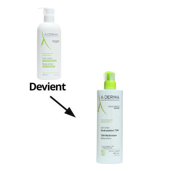A Derma lait corps hydratation 72 h