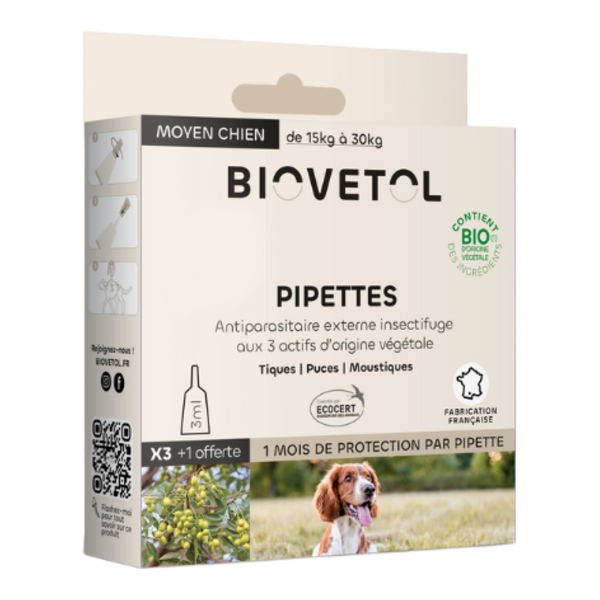Pipette antiparasitaire chien Biovetol Bio