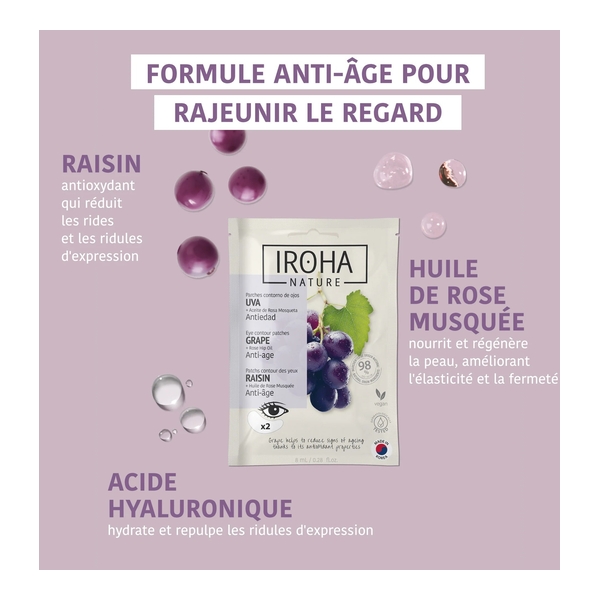 Iroha Nature Patch yeux Anti âge au raisin