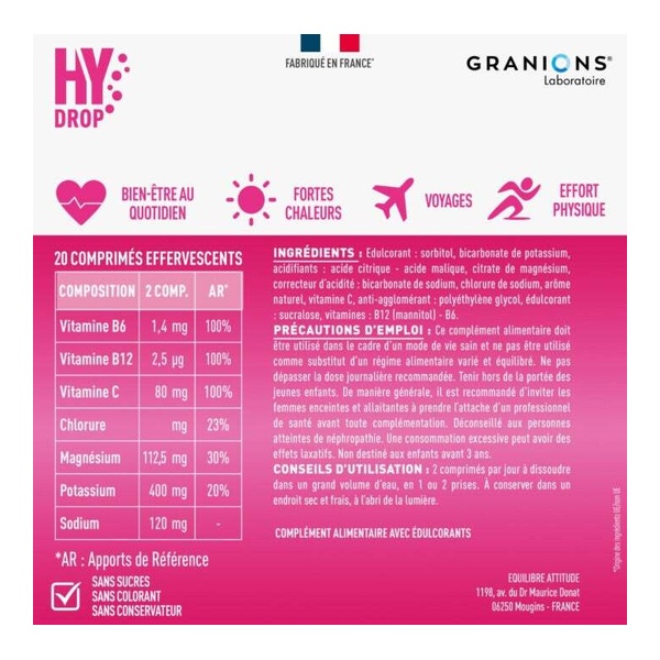 Granions Hydrop Vitamines et Minéraux comprimés