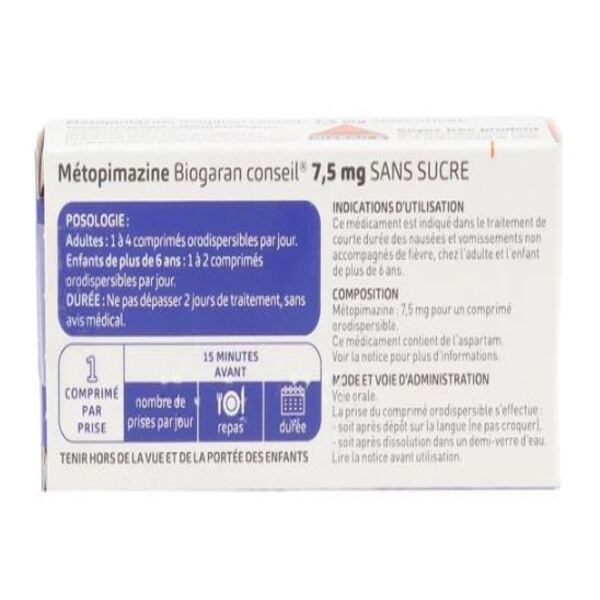 Métopimazine 7,5 mg comprimé orodispersible