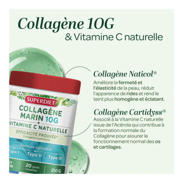 Super Diet Collagène marin 10 g + Vitamine C poudre
